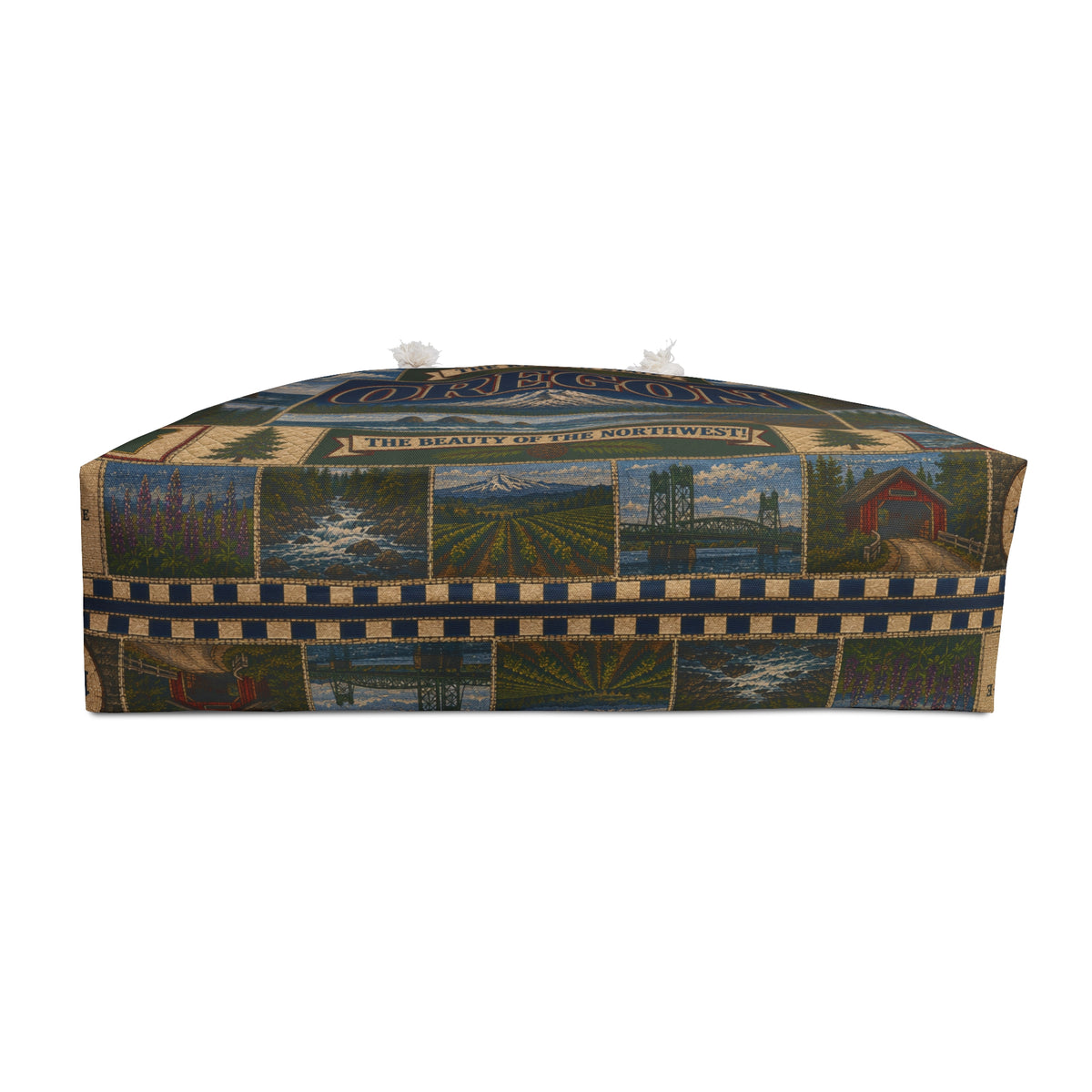 Oregon Weekender Bag Beaver State Faux Patchwork Travel Tote Pacific Northwest Mountain Coastal Adventure Souvenir Gift