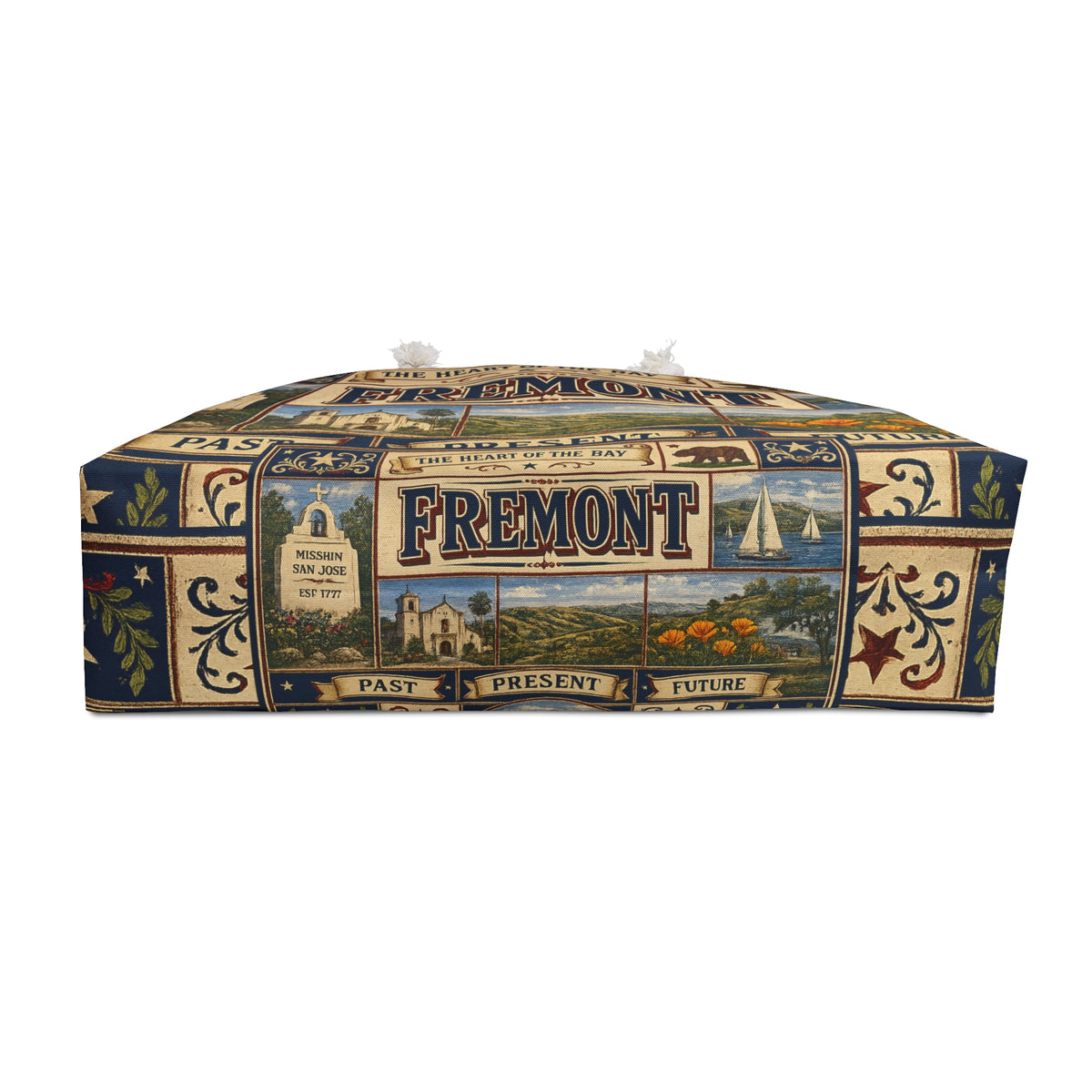 Fremont California Weekender Bag Heart of the Bay Faux Patchwork Travel Tote Mission San Jose Heritage Gift