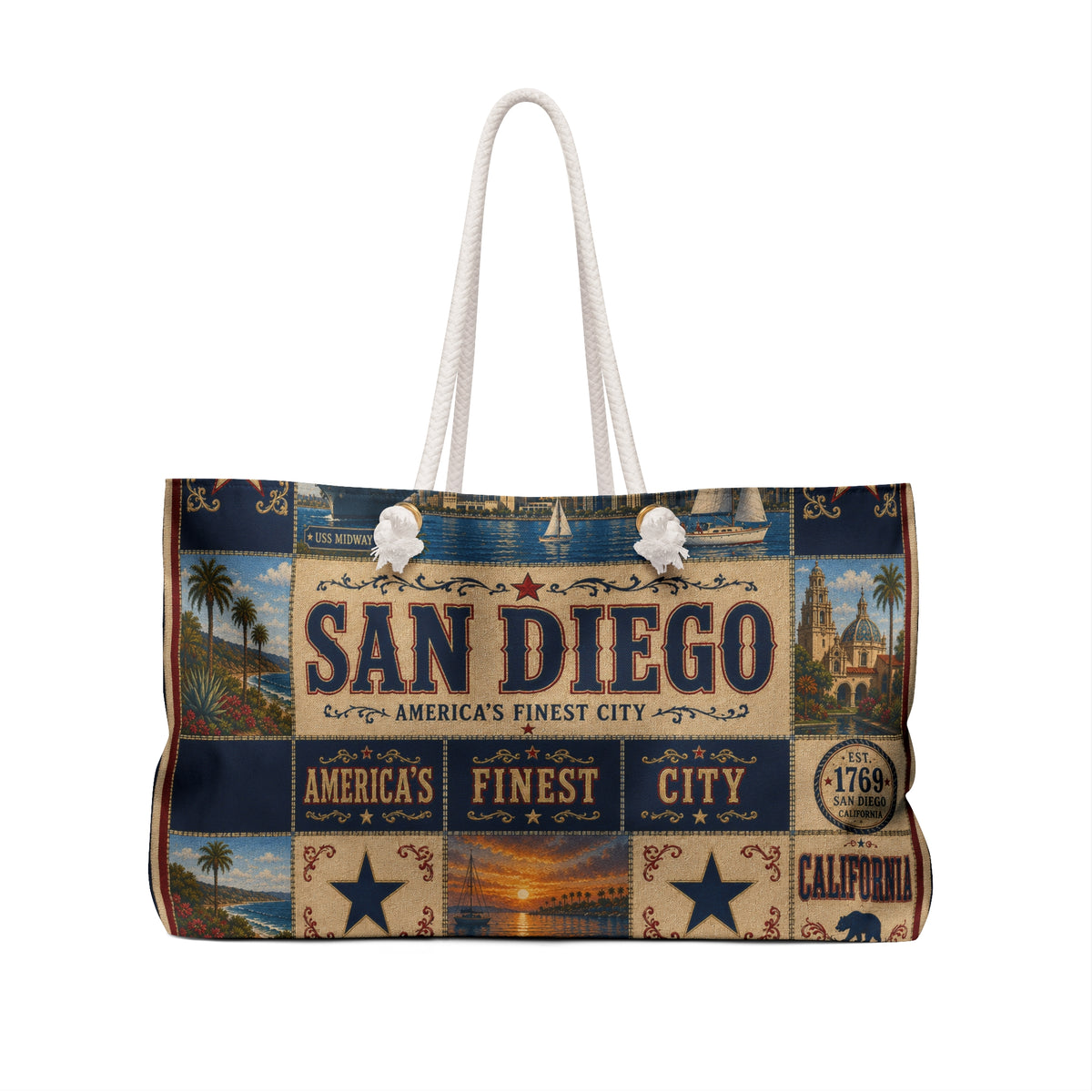 San Diego Vintage Collage Weekender Bag
