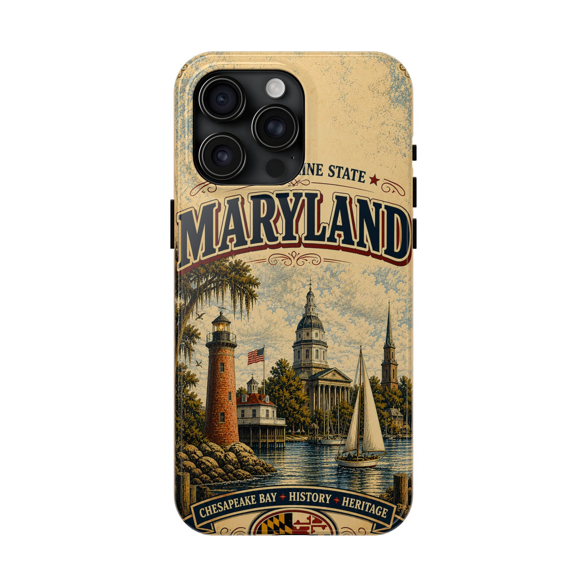 Maryland Vintage Lighthouse Tough Phone Case — Chesapeake Bay State Protective Cover
