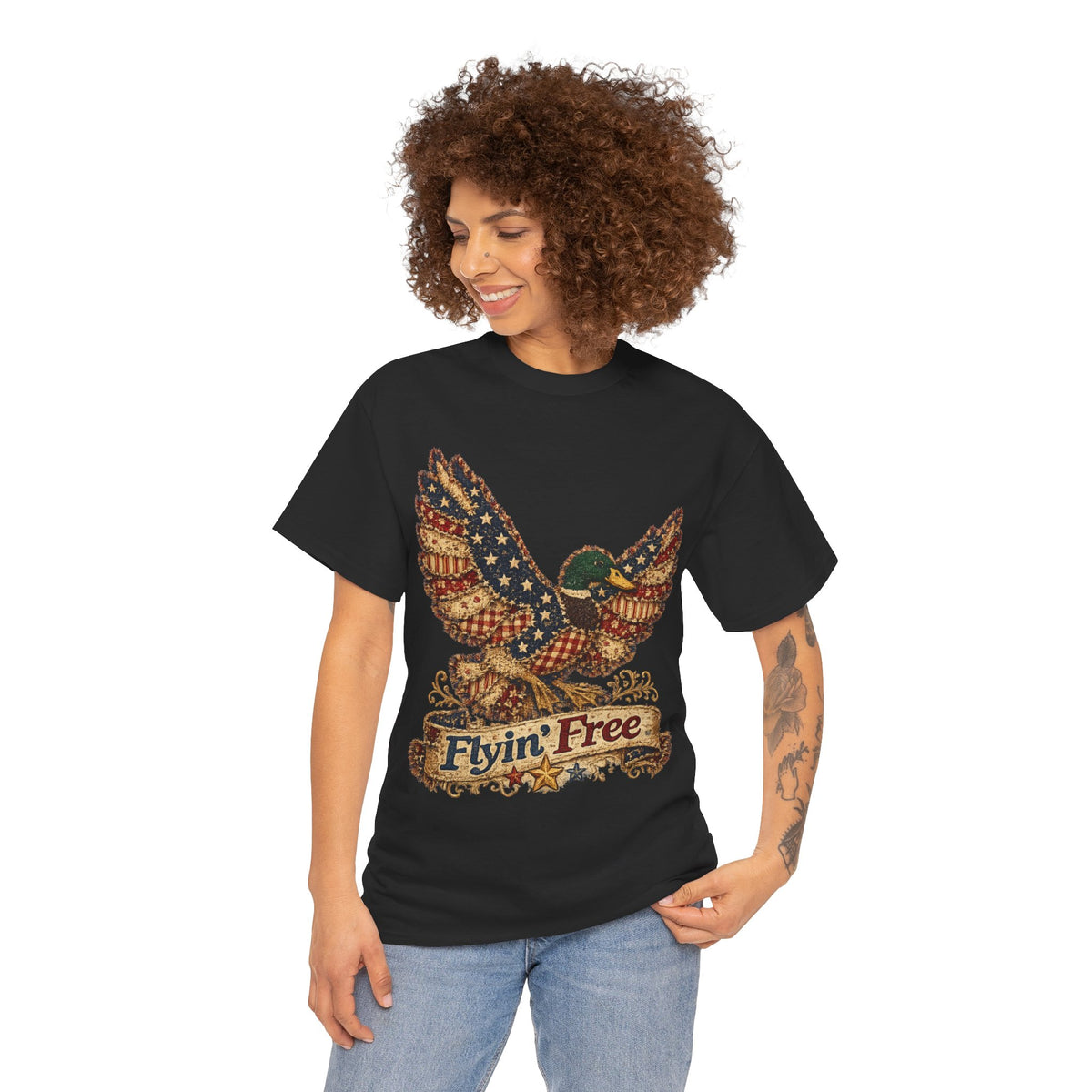 Flyin' Free Eagle T-Shirt — Patriotic Vintage Flag Graphic Tee