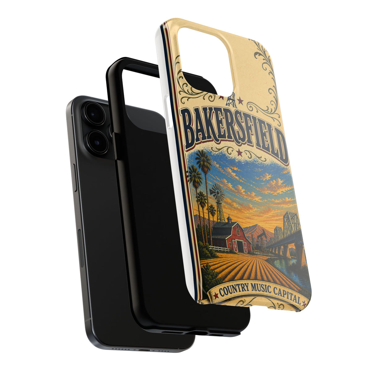 Bakersfield California Vintage Travel Phone Case Country Music Capital Retro Oil Fields Farmland Cover