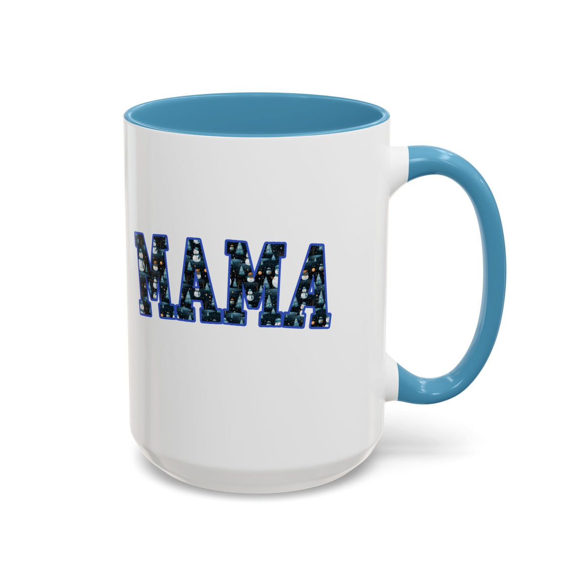 Christmas Snowman MAMA Letters Coffee Mug – 11oz & 15oz Accent Mug – Cute Holiday Gift for Moms