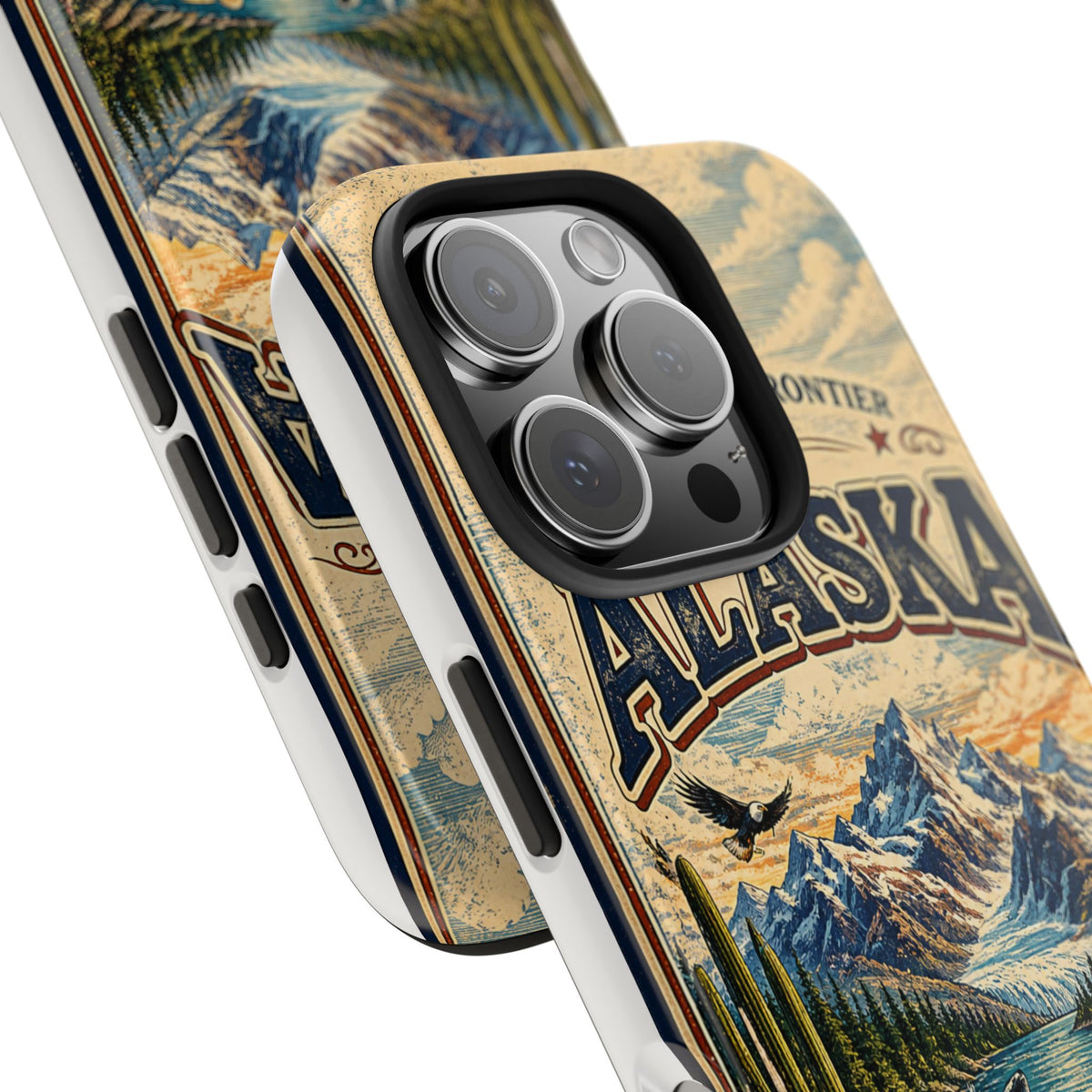 Alaska Faux Vintage Phone Case The Last Frontier Retro Travel Poster Style Adventure Awaits Wildlife iPhone Samsung Case