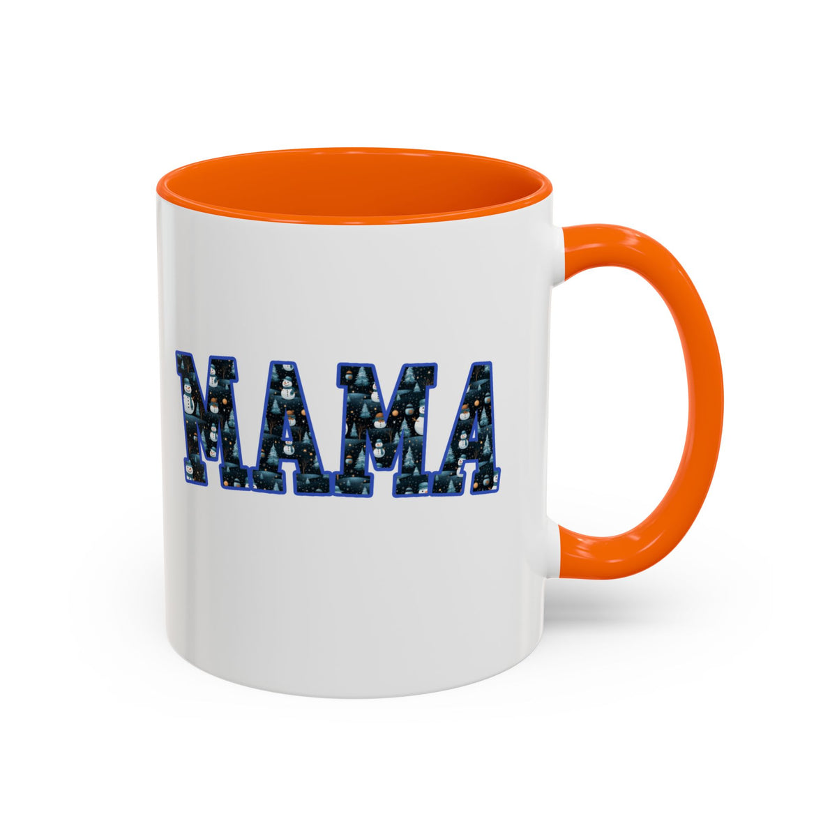 Christmas Snowman MAMA Letters Coffee Mug – 11oz & 15oz Accent Mug – Cute Holiday Gift for Moms