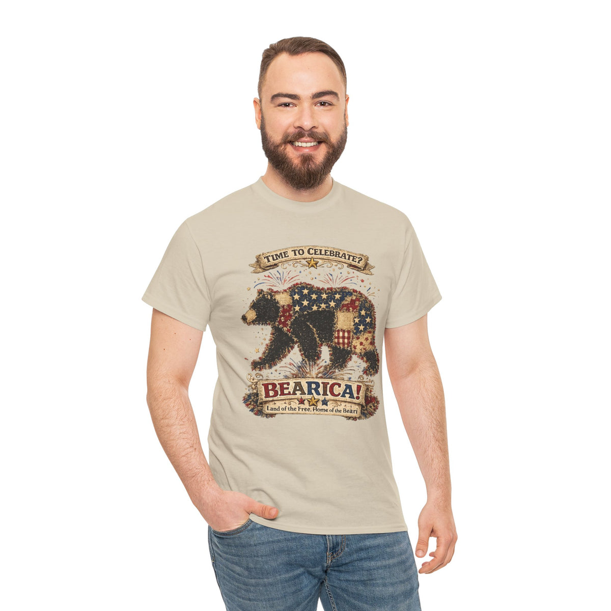 Bearica Patriotic Bear T-Shirt – "Time to Celebrate!" 4th of July Tee