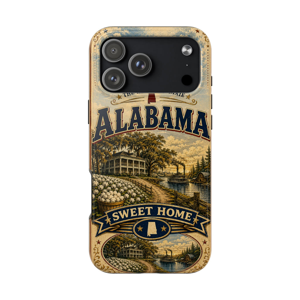 Alabama Faux Patchwork Phone Case Sweet Home Alabama Retro Travel Poster Southern State Pride Cover
