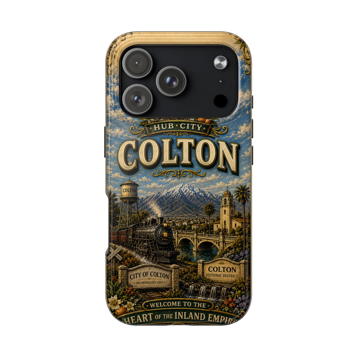 Colton California Vintage Travel Phone Case Hub City Railroad Retro Train Landmark Cover