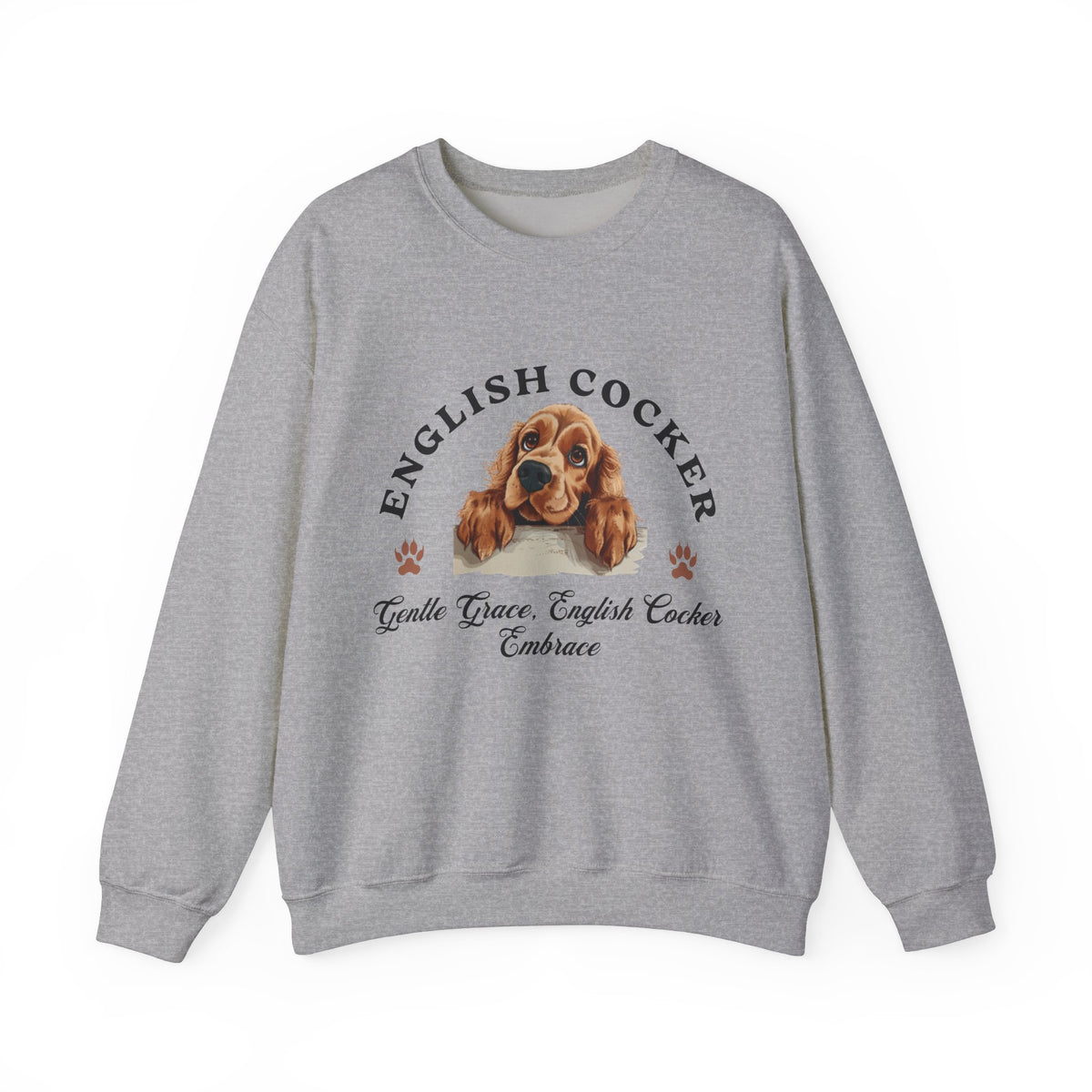 English Cocker Spaniel Sweatshirt – Gentle Grace & Cocker Embrace – Unisex Dog Lover Pullover