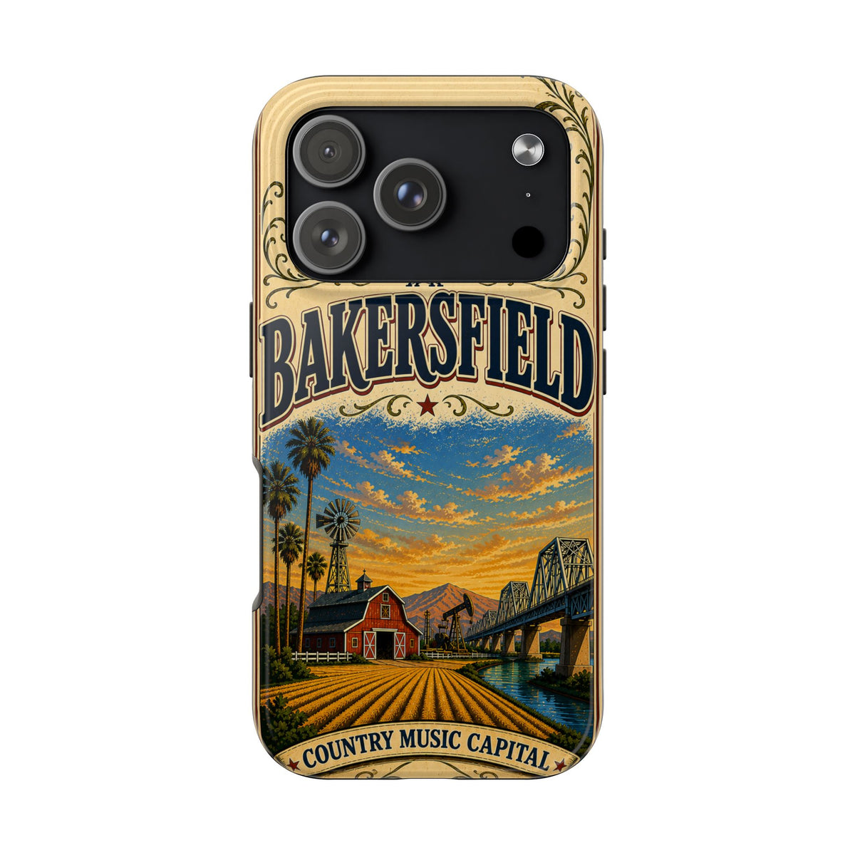 Bakersfield California Vintage Travel Phone Case Country Music Capital Retro Oil Fields Farmland Cover