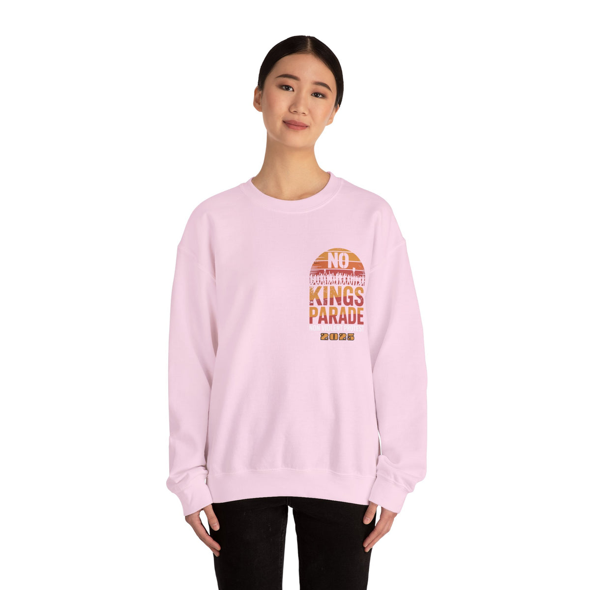 No Kings Parade” Unisex Sweatshirt – Bold Front & Back Print for Peaceful Protest, Civil Rights, and Nonviolent Resistance