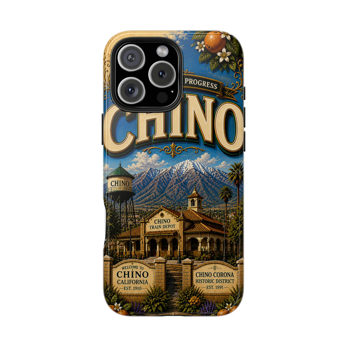 Chino Vintage Travel Phone Case — Retro California Cityscape Tough Case