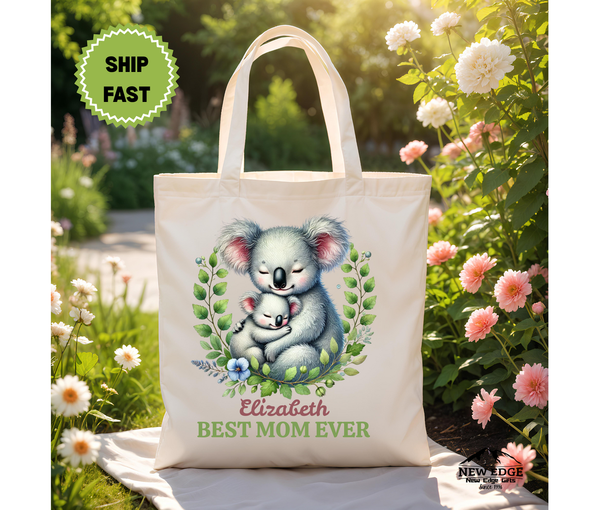 Personalized “Best Mom Ever” Cotton Canvas Tote Bag – Custom Mom Name Gift, Unique Mother’s Day Shopping Bag