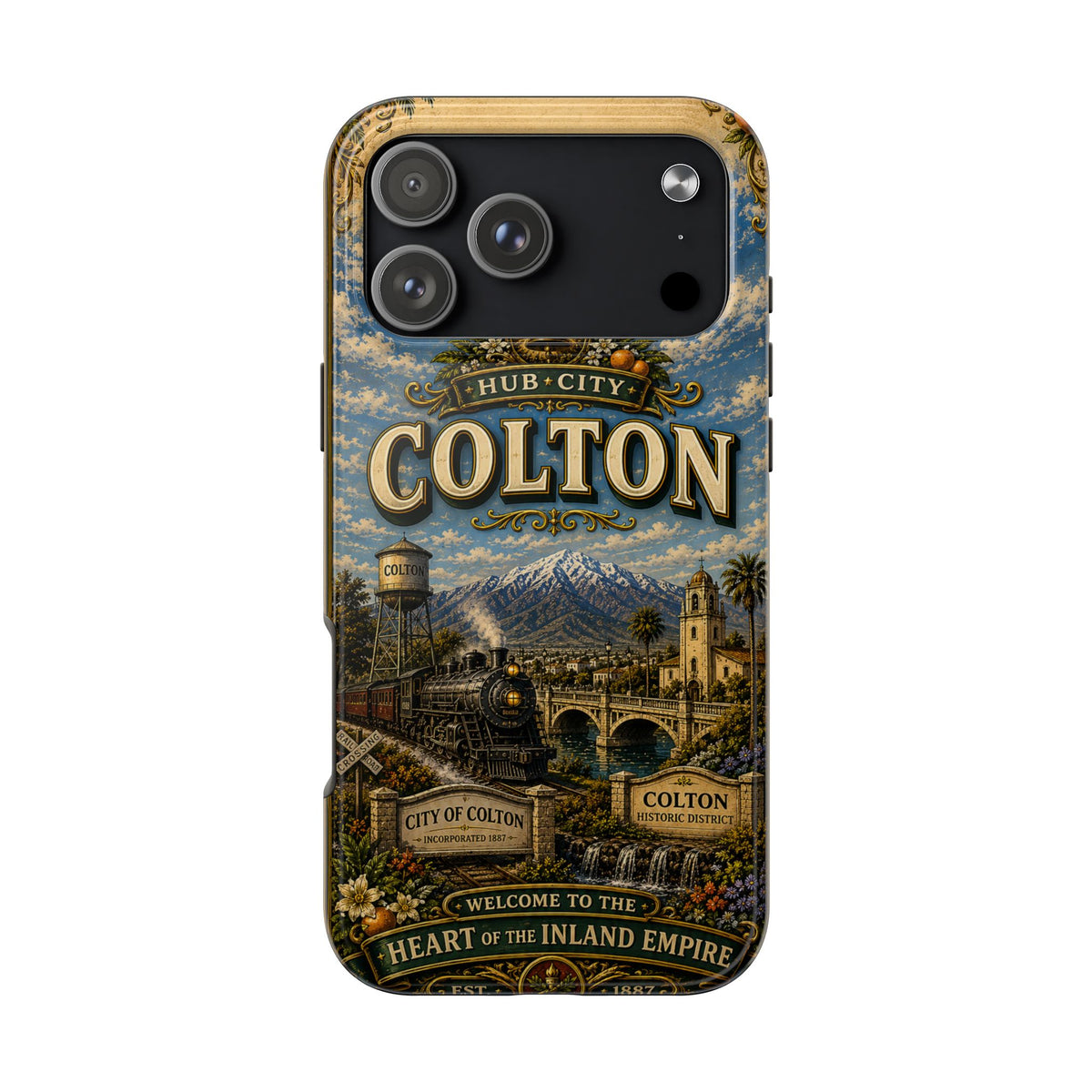 Colton California Vintage Travel Phone Case Hub City Railroad Retro Train Landmark Cover