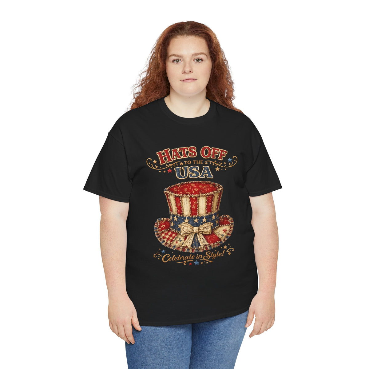 Patriotic T-Shirt — “Hats Off to the USA” 4th of July Celebration Tee