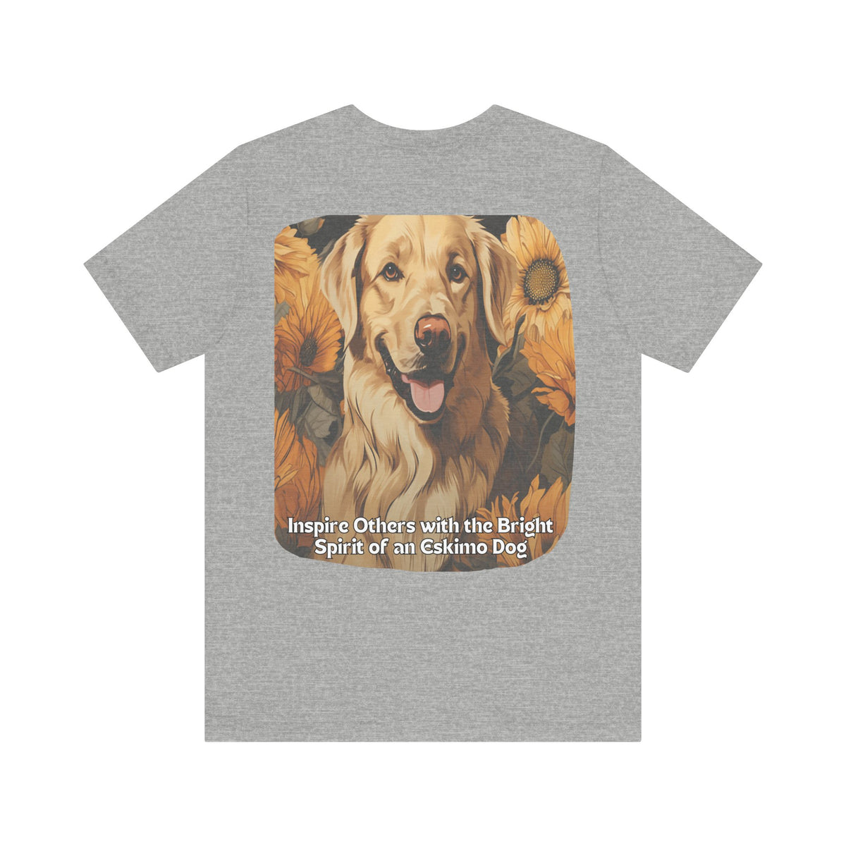 American Eskimo Sunflower Tee – 'Inspire with Bright Spirit' Front & Back Design