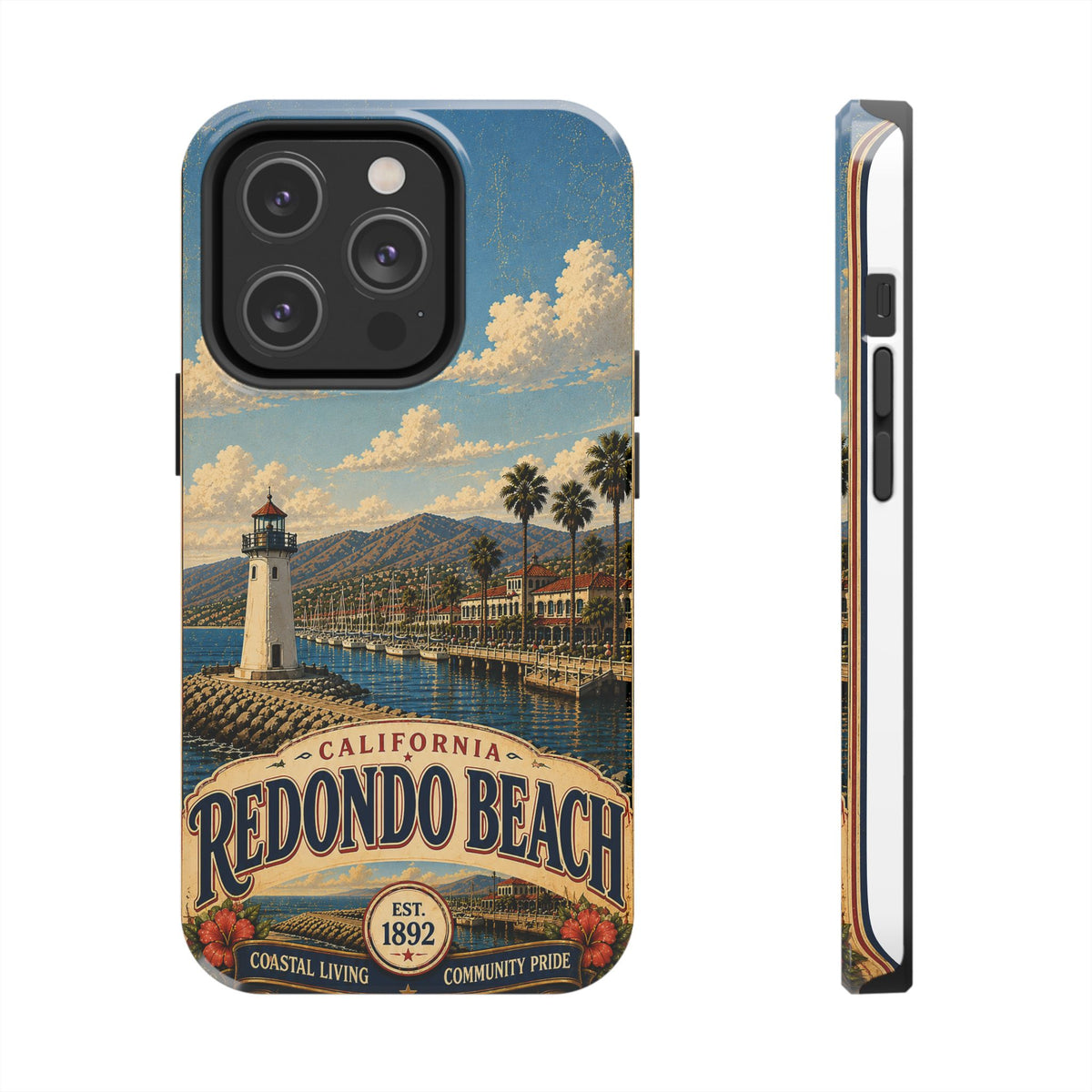 Redondo Beach Vintage Lighthouse Tough Phone Case — California Coastal iPhone Cover