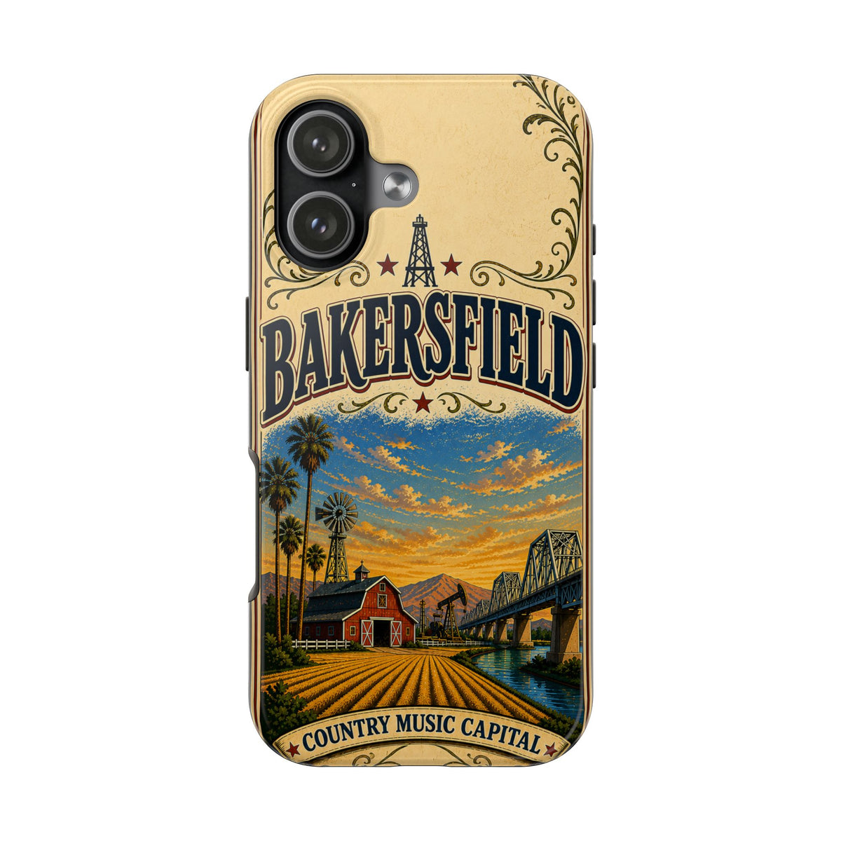 Bakersfield California Vintage Travel Phone Case Country Music Capital Retro Oil Fields Farmland Cover