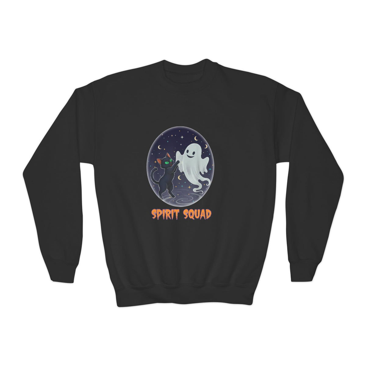 Youth Spirit Squad Crewneck Sweatshirt - Halloween, Ghosts, Cozy Apparel, Kids' Sweatshirt, Fall Fashion, Spooky Season