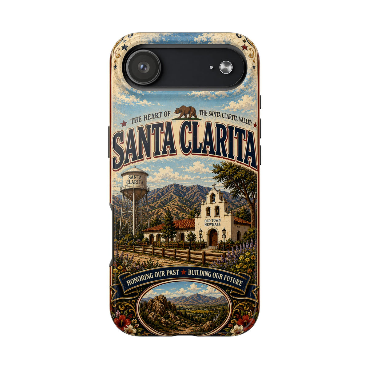 Santa Clarita Faux Patchwork Phone Case Vintage California Valley Travel Landmark Cover