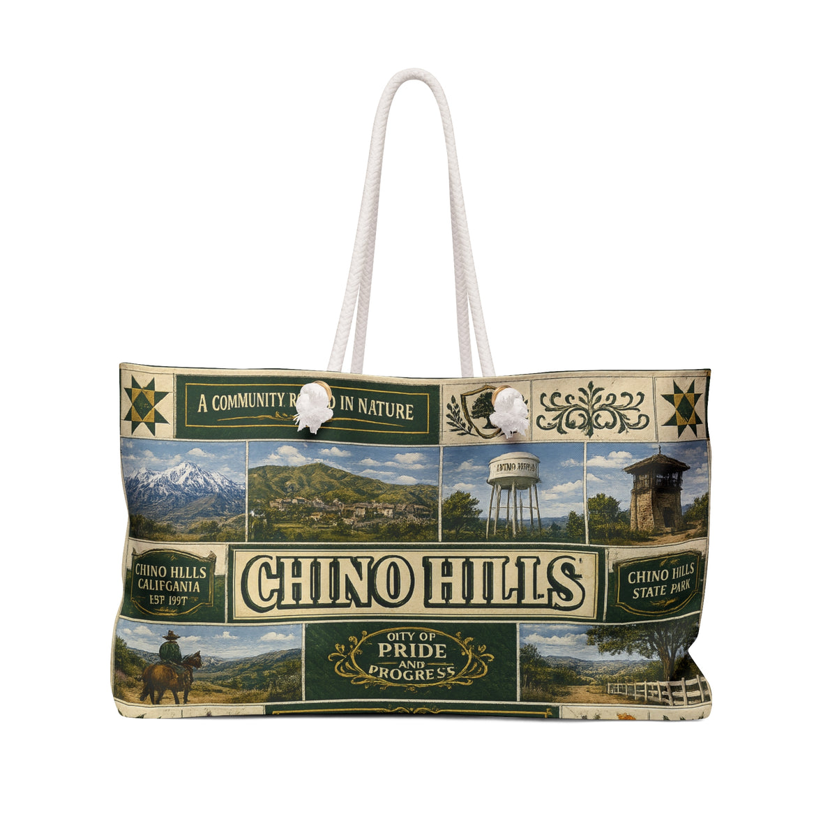Chino Hills Scenic Weekender Bag — Vintage Travel Poster Design
