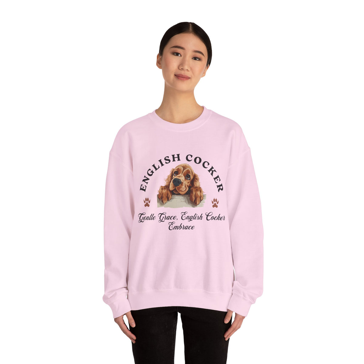 English Cocker Spaniel Sweatshirt – Gentle Grace & Cocker Embrace – Unisex Dog Lover Pullover