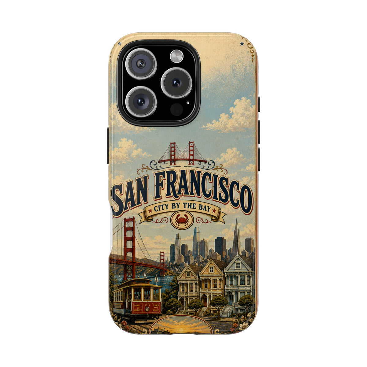 San Francisco Faux Patchwork Phone Case Vintage California Travel Landmark Skyline Cover