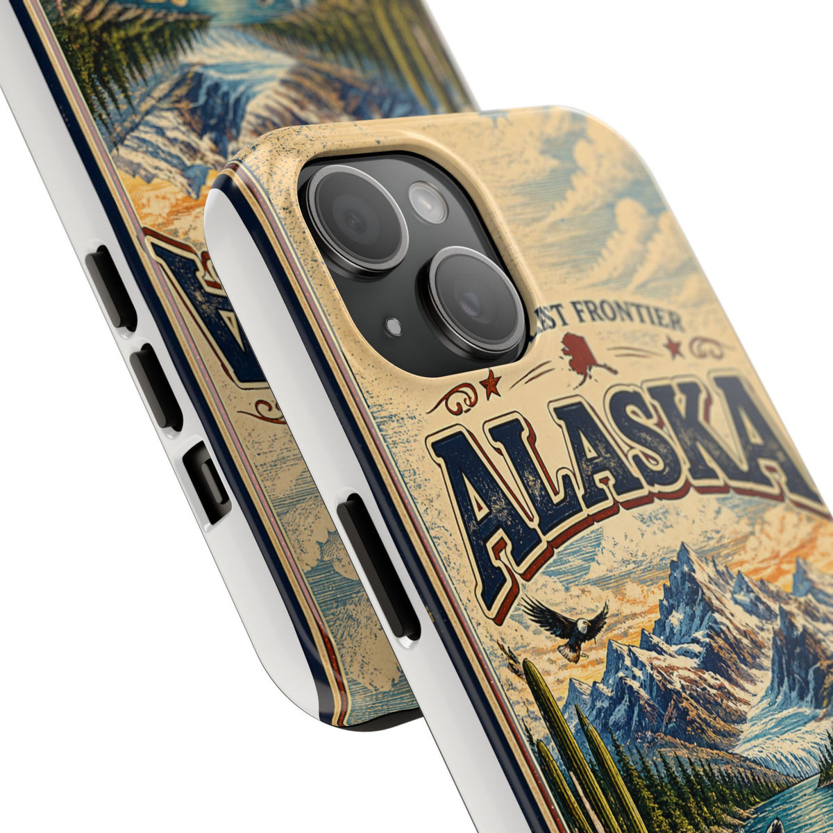 Alaska Faux Vintage Phone Case The Last Frontier Retro Travel Poster Style Adventure Awaits Wildlife iPhone Samsung Case