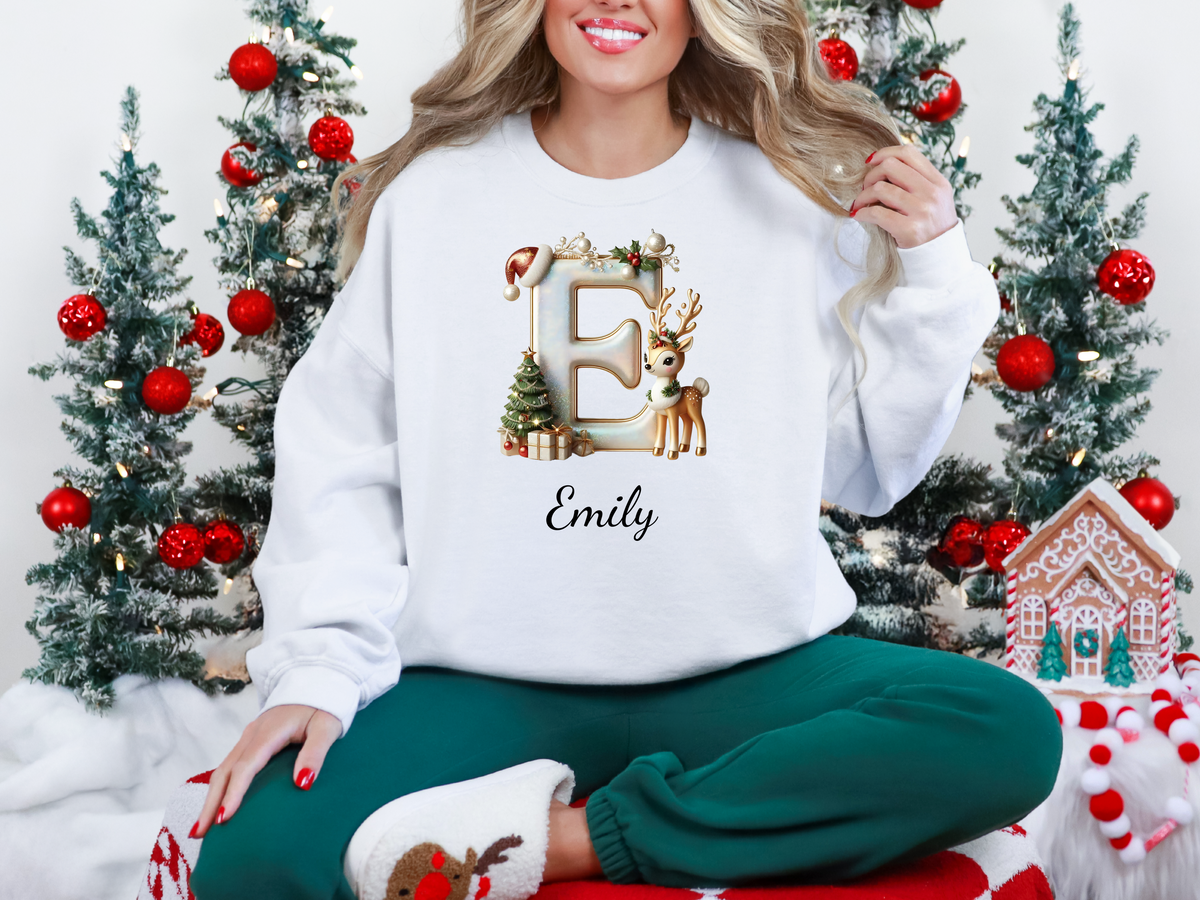 Personalized Family Christmas Alphabet Name Sweatshirt or Hoodie – Custom Holiday Apparel Gift for Adults & Kids