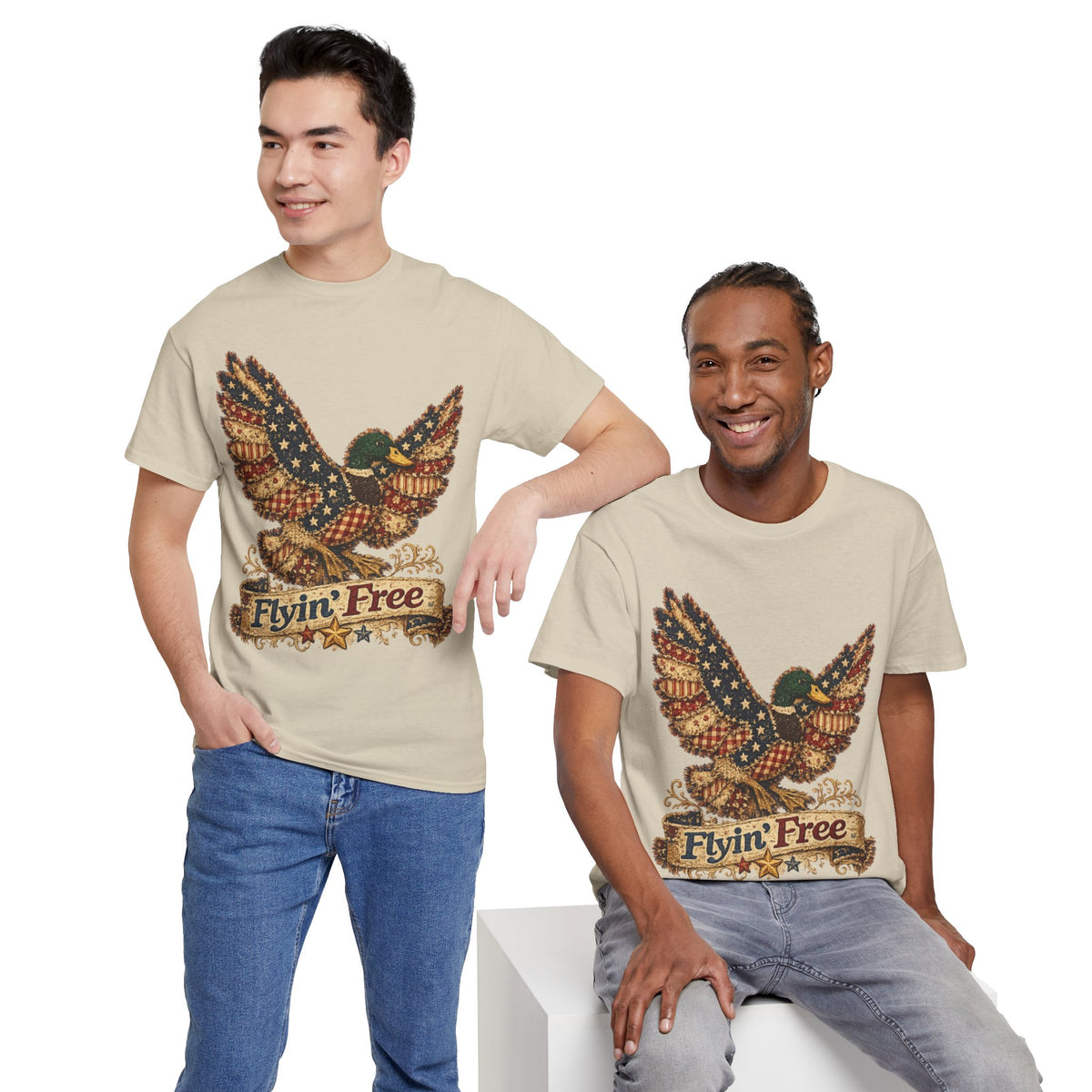 Flyin' Free Eagle T-Shirt — Patriotic Vintage Flag Graphic Tee