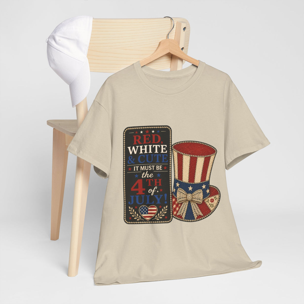 Patriotic 4th of July Tee – "Red, White & I Must Be the 4th" Uncle Sam Hat Design