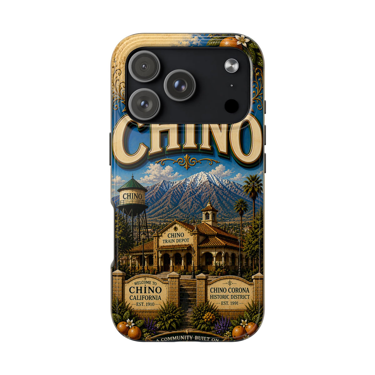 Chino Vintage Travel Phone Case — Retro California Cityscape Tough Case