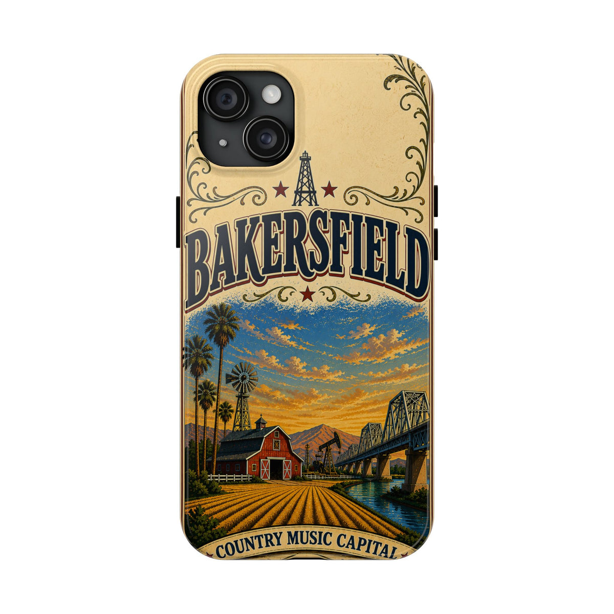 Bakersfield California Vintage Travel Phone Case Country Music Capital Retro Oil Fields Farmland Cover