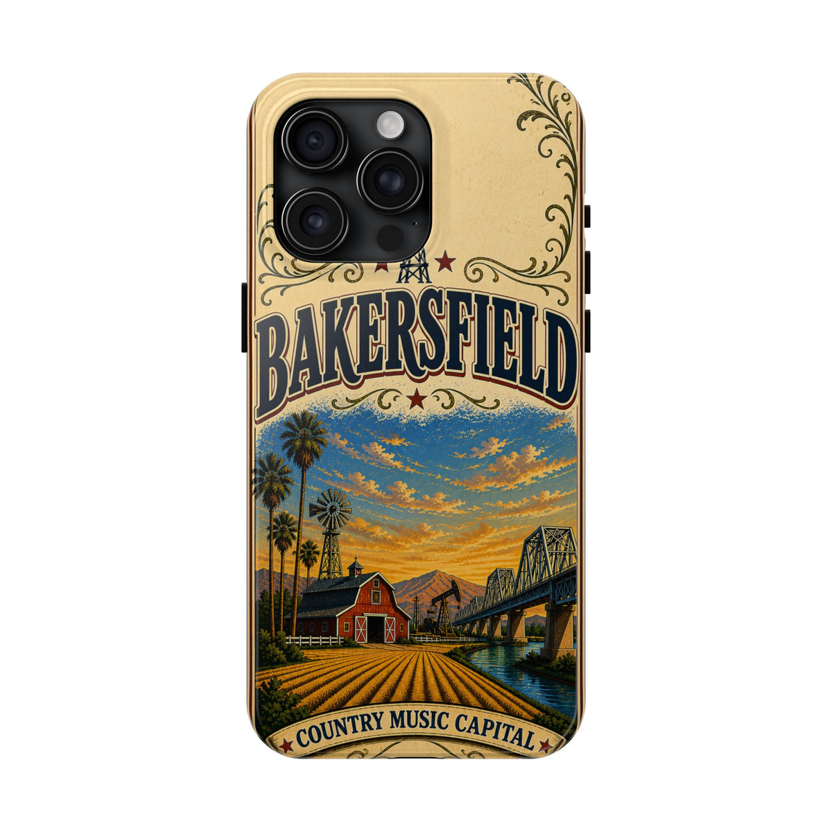 Bakersfield California Vintage Travel Phone Case Country Music Capital Retro Oil Fields Farmland Cover