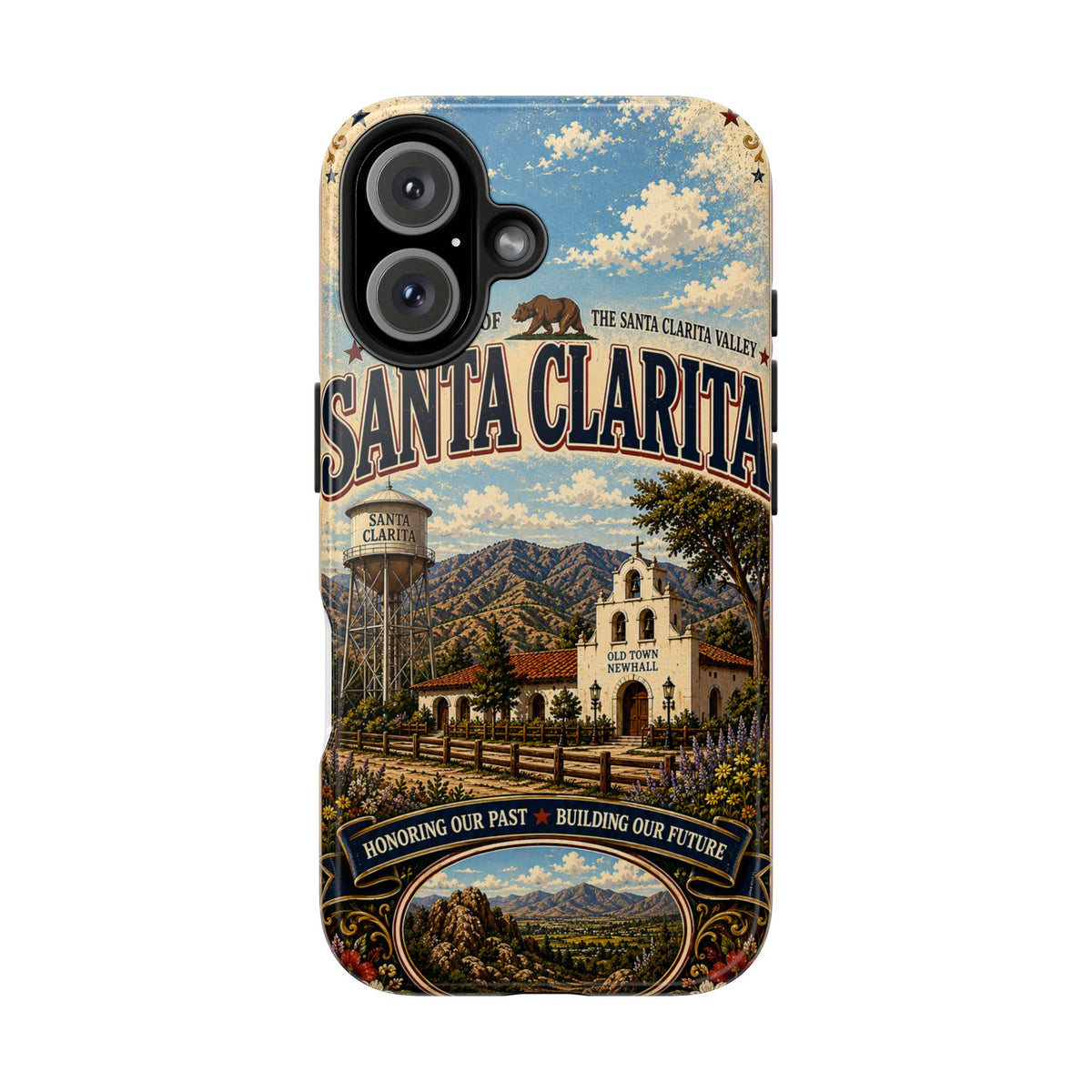 Santa Clarita Faux Patchwork Phone Case Vintage California Valley Travel Landmark Cover