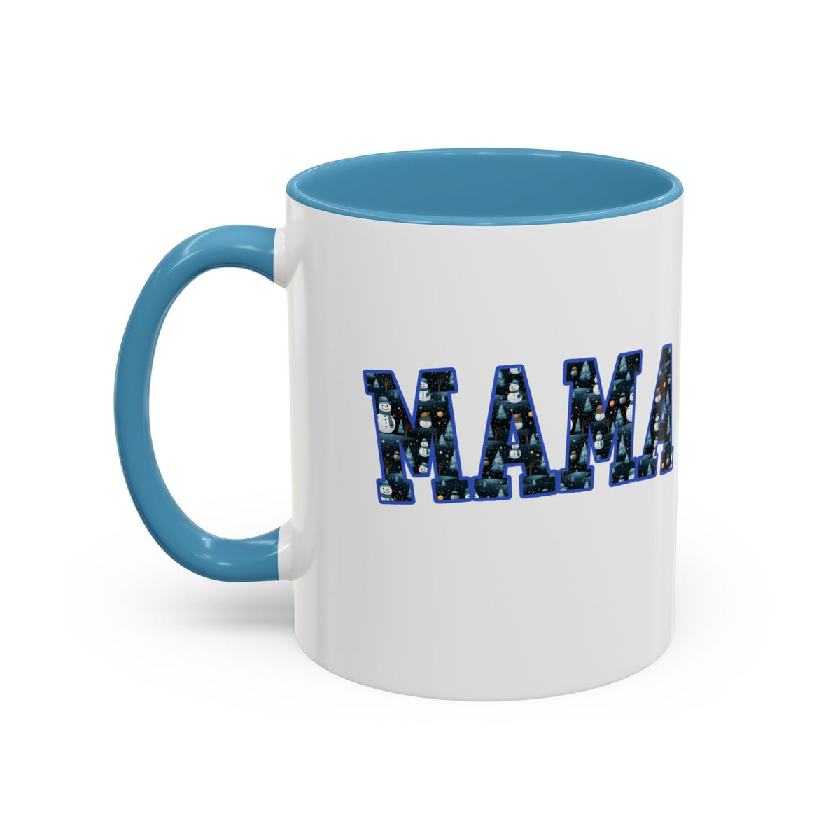 Christmas Snowman MAMA Letters Coffee Mug – 11oz & 15oz Accent Mug – Cute Holiday Gift for Moms