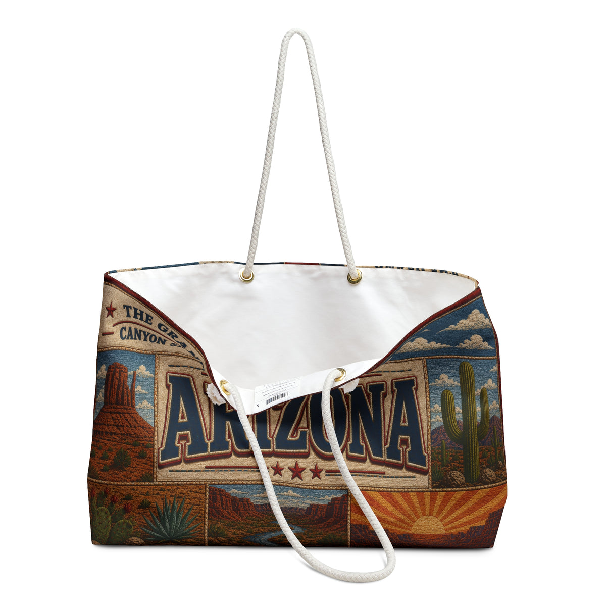 Arizona Weekender Bag Grand Canyon State Faux Patchwork Travel Tote Grand Views Wide Open Spaces Souvenir Gift