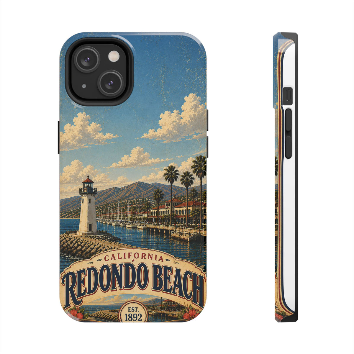 Redondo Beach Vintage Lighthouse Tough Phone Case — California Coastal iPhone Cover