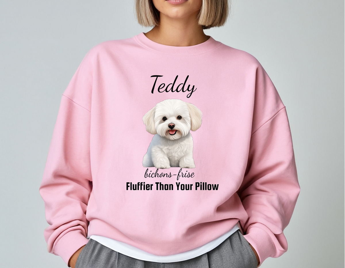 Personalized Bichon Frise Sweatshirt – “Fluffier Than Your Pillow” | Unisex Christmas Gift for Dog Lovers, Pet Gift