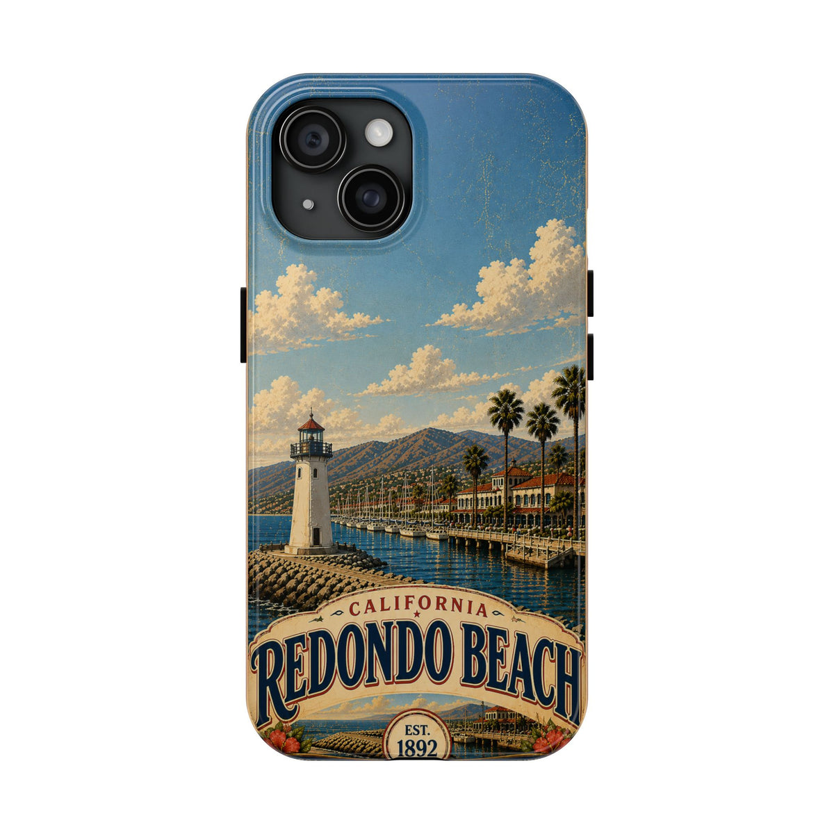 Redondo Beach Vintage Lighthouse Tough Phone Case — California Coastal iPhone Cover