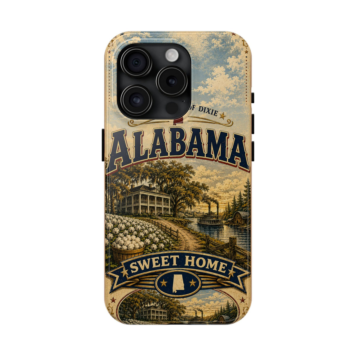 Alabama Faux Patchwork Phone Case Sweet Home Alabama Retro Travel Poster Southern State Pride Cover