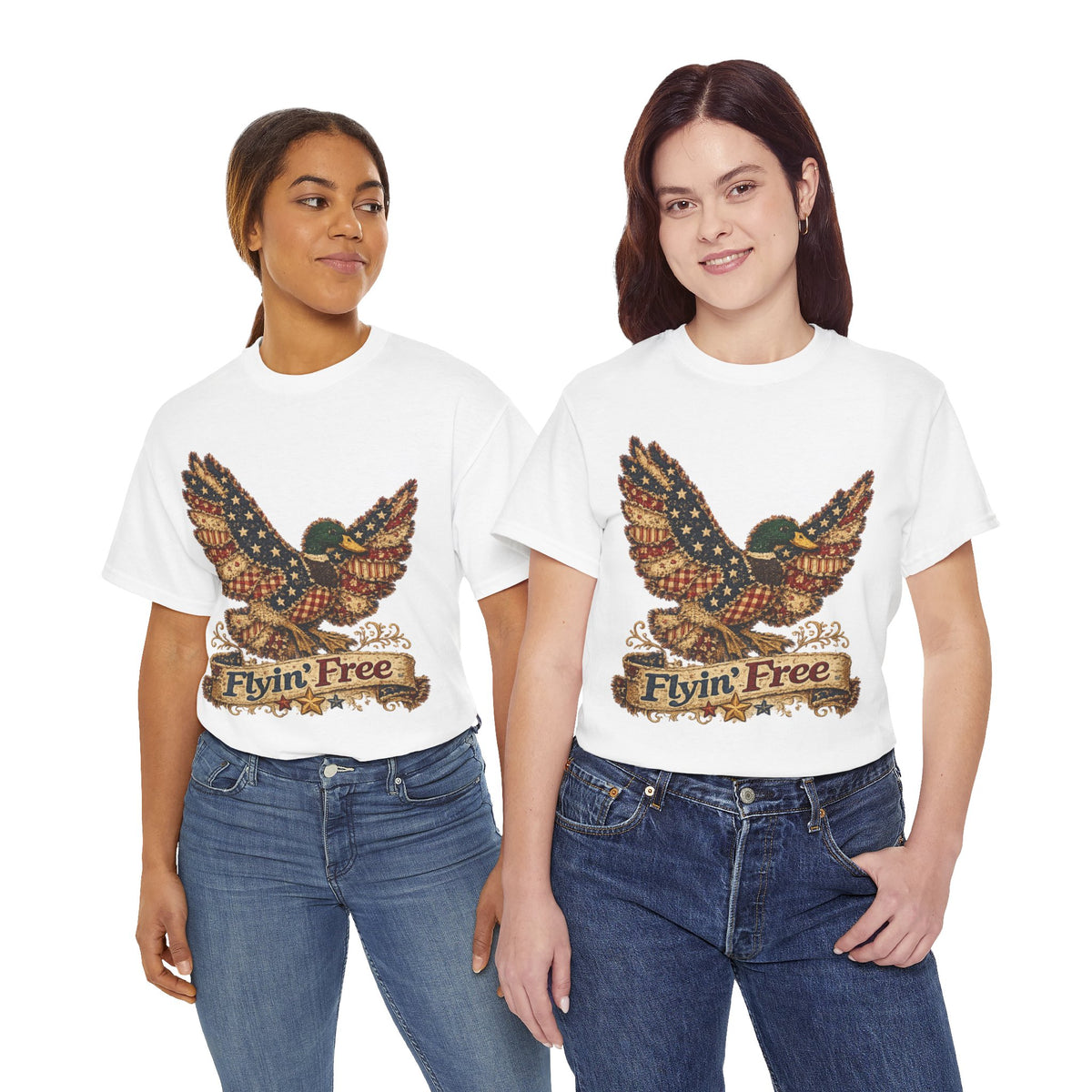 Flyin' Free Eagle T-Shirt — Patriotic Vintage Flag Graphic Tee
