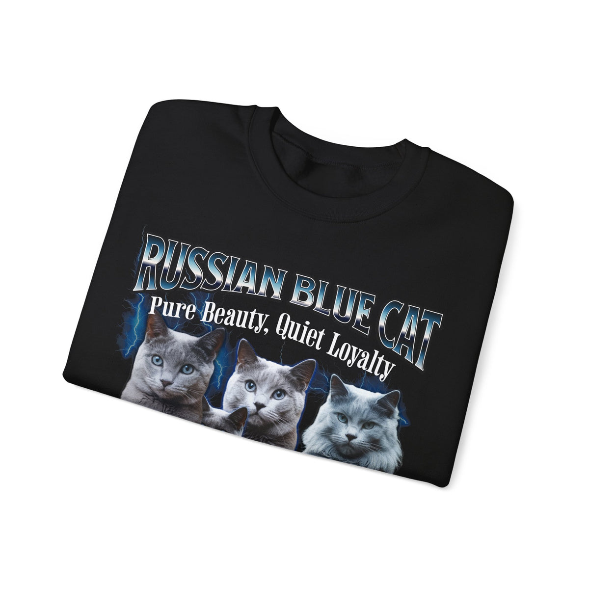 Russian Blue Cat “Pure Beauty, Quiet Loyalty” Unisex Sweatshirt | Cozy Cat Lover Pullover | Russian Blue Gift | New Edge Gifts & Novelties