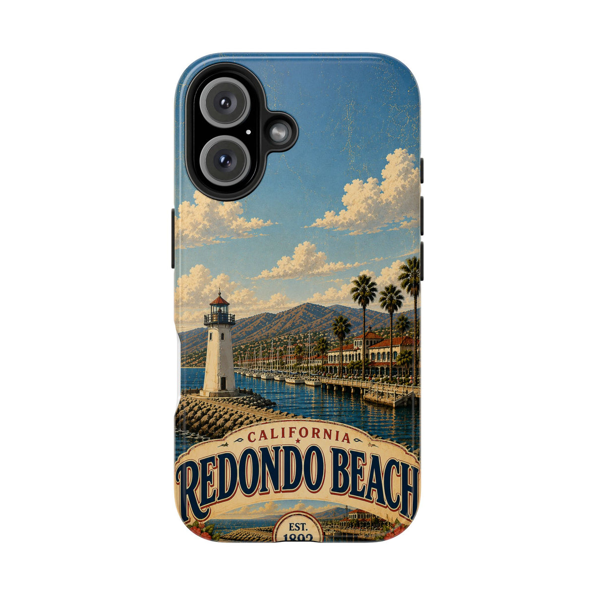 Redondo Beach Vintage Lighthouse Tough Phone Case — California Coastal iPhone Cover