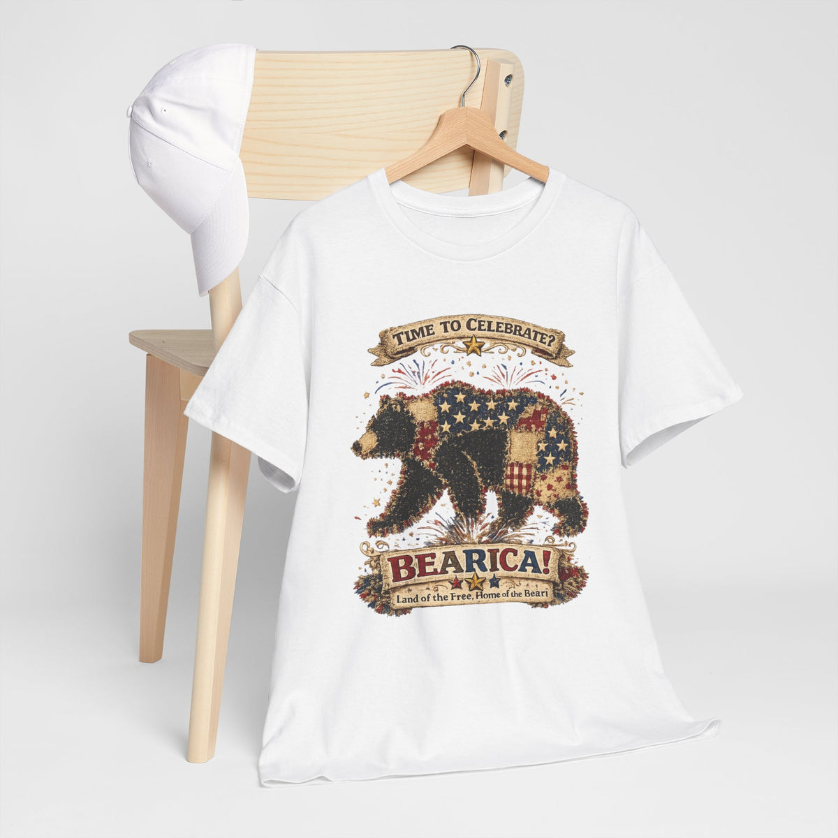 Bearica Patriotic Bear T-Shirt – "Time to Celebrate!" 4th of July Tee