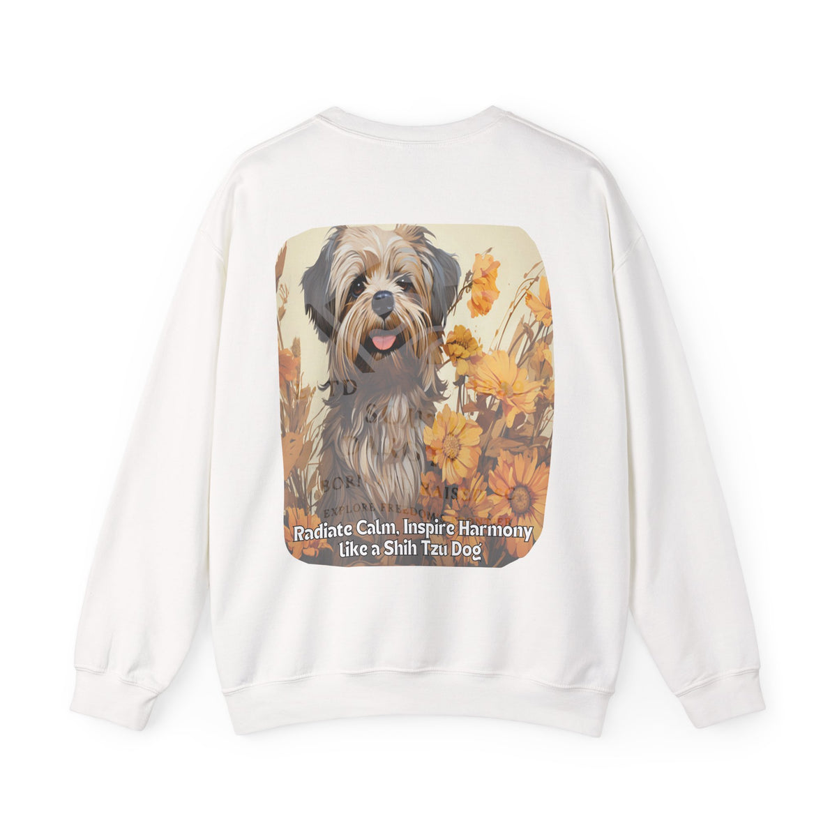 Copy of Shih Tzu Serenity Sweatshirt - 'Radiate Calm, Inspire Harmony' - Sunflower Dog Lover Hoodie (Front & Back Print)"
