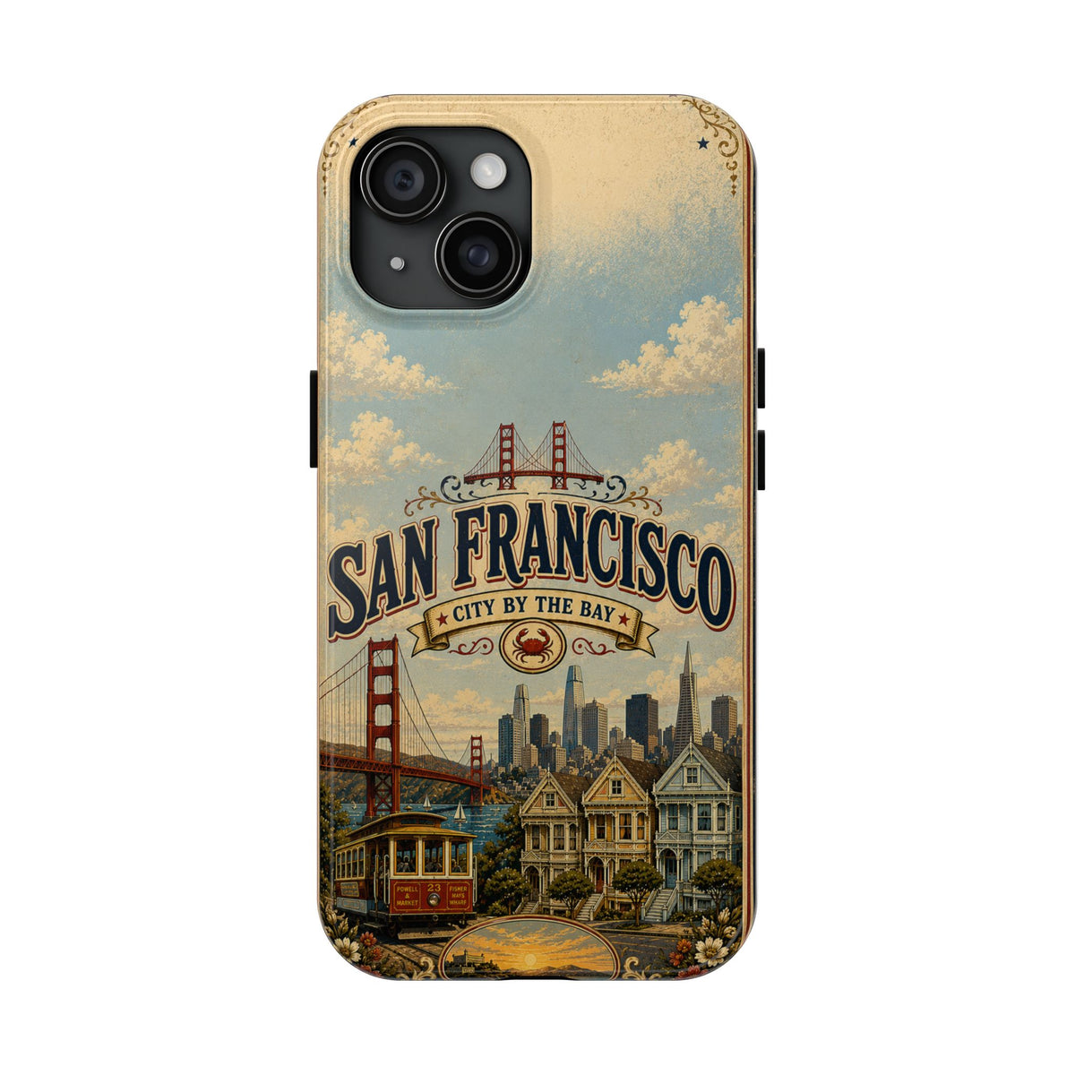 San Francisco Faux Patchwork Phone Case Vintage California Travel Landmark Skyline Cover