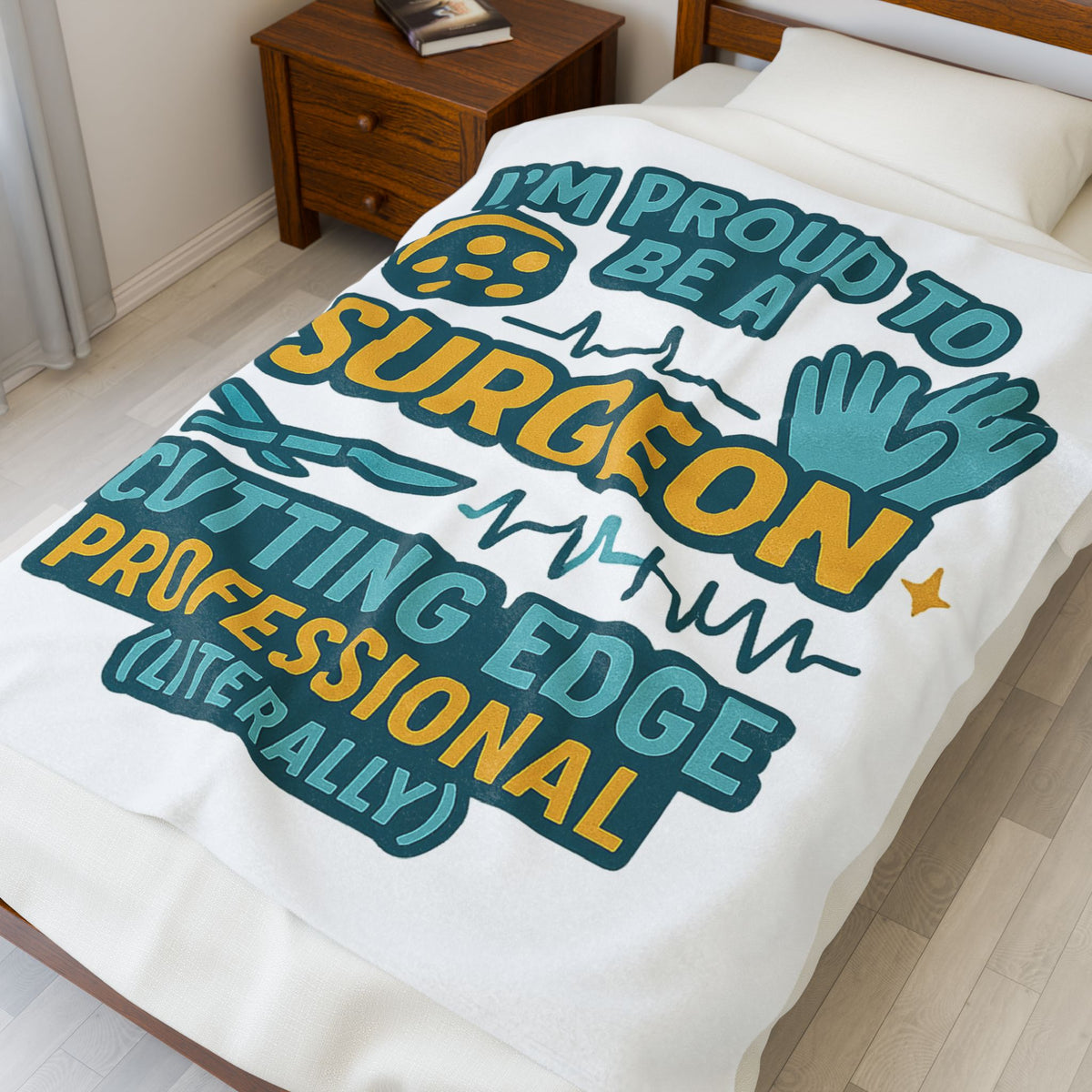 Surgeon Velveteen Blanket – Funny Cutting Edge Professional Gift Throw
