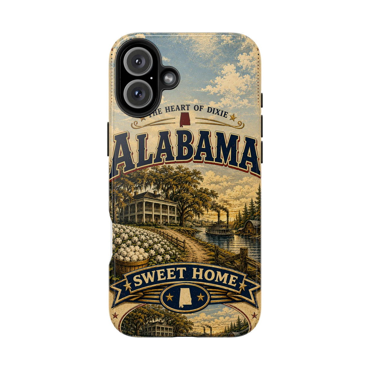 Alabama Faux Patchwork Phone Case Sweet Home Alabama Retro Travel Poster Southern State Pride Cover