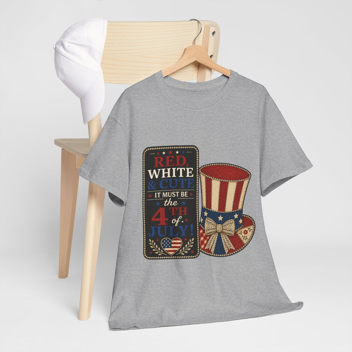 Patriotic 4th of July Tee – "Red, White & I Must Be the 4th" Uncle Sam Hat Design